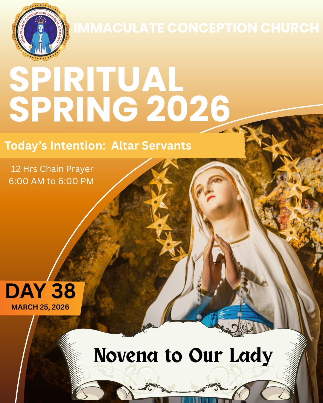 ICC Spiritual Spring 2026 ( Day 3️⃣8️⃣: 25/03/2026; Wednesday)